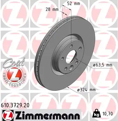 Диск тормозной ZIMMERMANN 610.3729.20