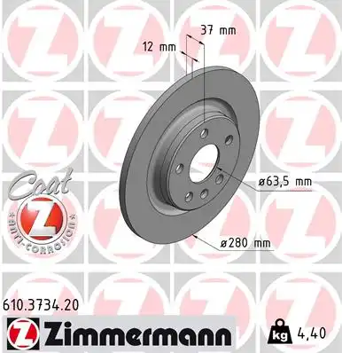Диск тормозной ZIMMERMANN 610.3734.20