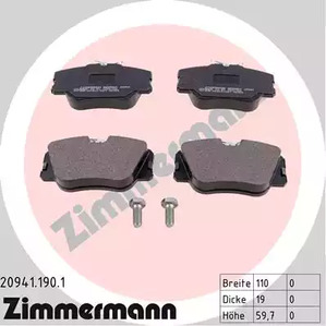 Комплект тормозных колодок дискового тормоза ZIMMERMANN 20941.190.1