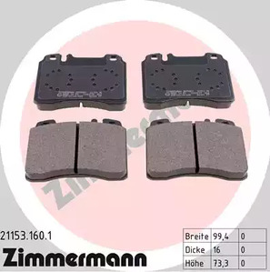 Комплект тормозных колодок дискового тормоза ZIMMERMANN 21153.160.1