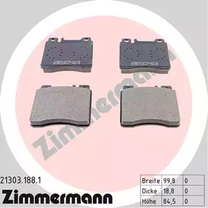 Комплект тормозных колодок дискового тормоза ZIMMERMANN 21303.188.1