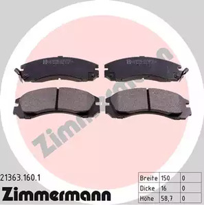 Комплект тормозных колодок дискового тормоза ZIMMERMANN 21363.160.1