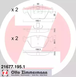 Комплект тормозных колодок дискового тормоза ZIMMERMANN 21677.195.1