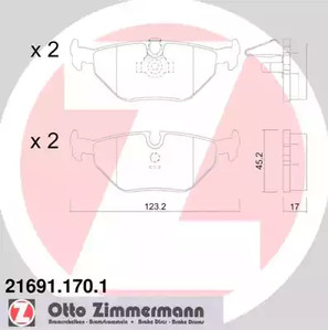 Комплект тормозных колодок дискового тормоза ZIMMERMANN 21691.170.1