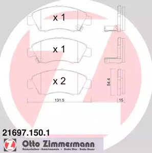 Комплект тормозных колодок дискового тормоза ZIMMERMANN 21697.150.1