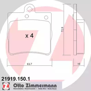Комплект тормозных колодок дискового тормоза ZIMMERMANN 21919.150.1