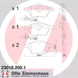 Комплект тормозных колодок дискового тормоза ZIMMERMANN 23018.200.1