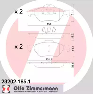 Комплект тормозных колодок дискового тормоза ZIMMERMANN 23202.185.1