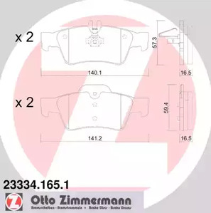 Комплект тормозных колодок дискового тормоза ZIMMERMANN 23334.165.1