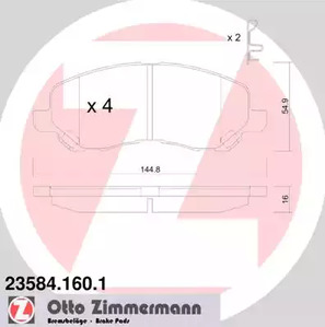 Комплект тормозных колодок дискового тормоза ZIMMERMANN 23584.160.1