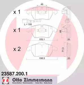 Комплект тормозных колодок дискового тормоза ZIMMERMANN 23587.200.1