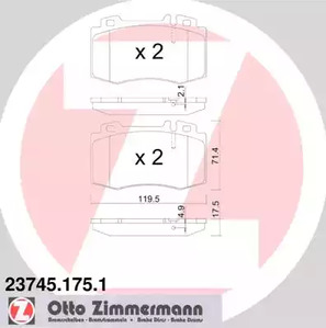 Комплект тормозных колодок дискового тормоза ZIMMERMANN 23745.175.1