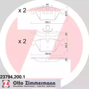 Комплект тормозных колодок дискового тормоза ZIMMERMANN 23794.200.1