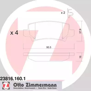 Комплект тормозных колодок дискового тормоза ZIMMERMANN 23816.160.1