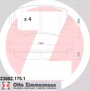 Комплект тормозных колодок дискового тормоза ZIMMERMANN 23882.175.1