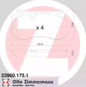 Комплект тормозных колодок дискового тормоза ZIMMERMANN 23960.175.1
