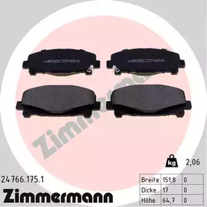 Колодки тормозные ZIMMERMANN 24766.175.1