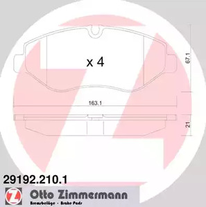 Колодка тормозная дисковая комплект ZIMMERMANN 29192.210.1