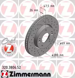 Тормозные диски ZIMMERMANN 320.3806.52
