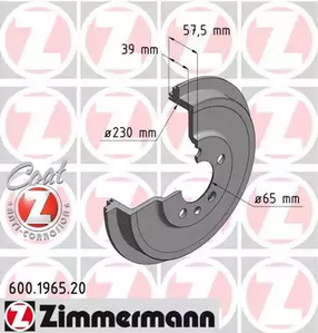 Диск тормозной ZIMMERMANN 600.1965.20