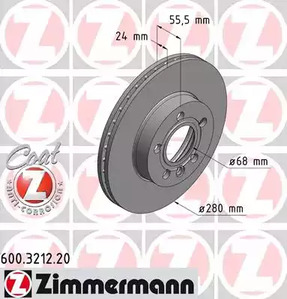 Тормозные диски ZIMMERMANN 600.3212.20